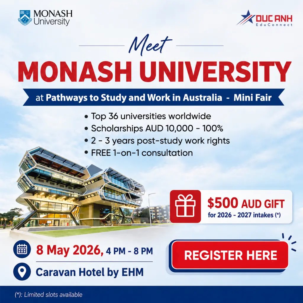 ជួបជាមួយ Monash University នៅភ្នំពេញ – អាហារូបករណ៍ពី AUD 10,000 ដល់ 100%