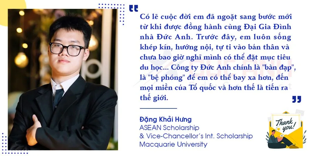Thư cảm ơn từ Du học sinh: NÉT ĐẸP VĂN HÓA DU HỌC SINH CÔNG TY ĐỨC ANH!