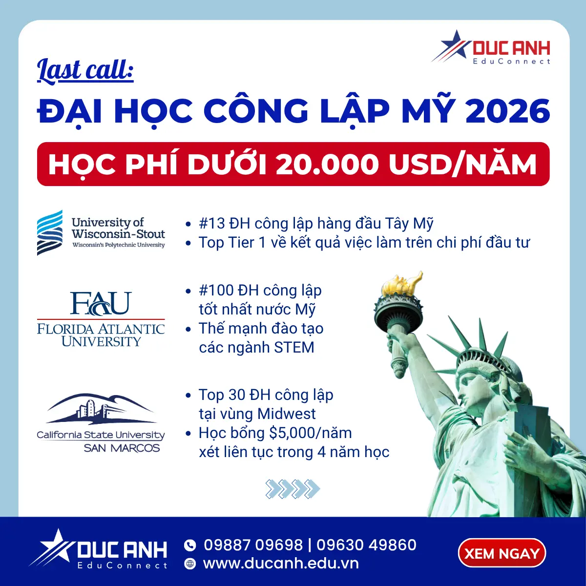 Last call 2026: ĐẠI HỌC CÔNG LẬP MỸ – HỌC PHÍ DƯỚI $20.000/NĂM