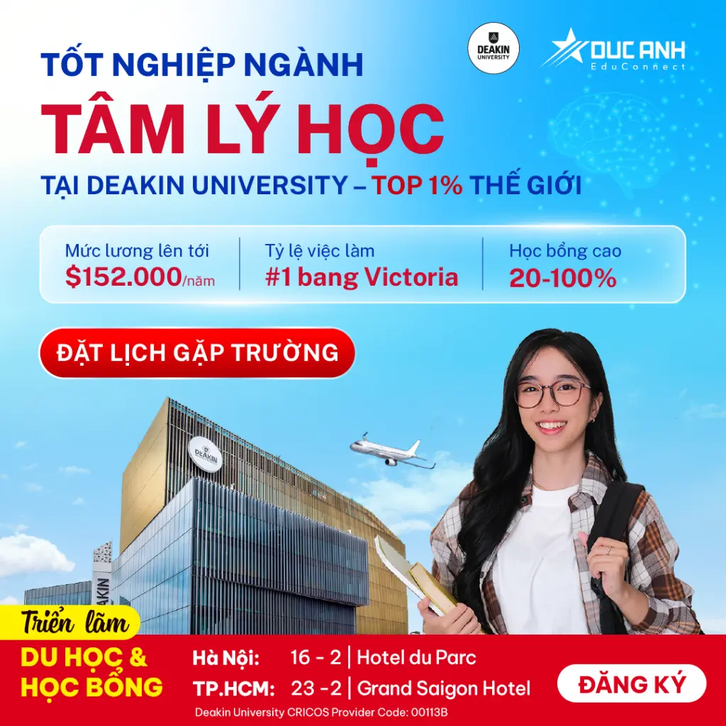 HỌC TÂM LÝ HỌC TẠI DEAKIN UNIVERSITY: ĐÓN ĐẦU CƠ HỘI VIỆC LÀM TẠI ÚC