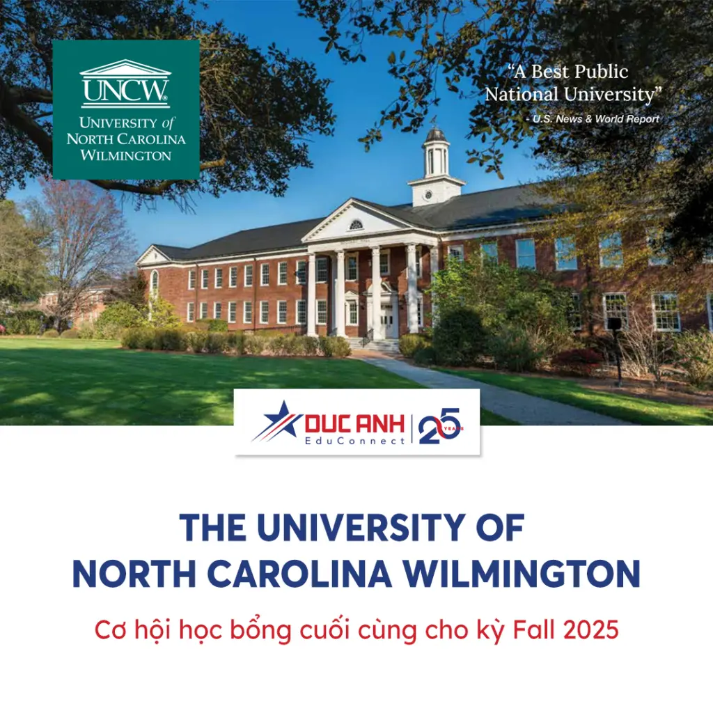DU HỌC MỸ: CƠ HỘI HỌC BỔNG CUỐI CÙNG CHO KỲ FALL 2025 TẠI UNCW