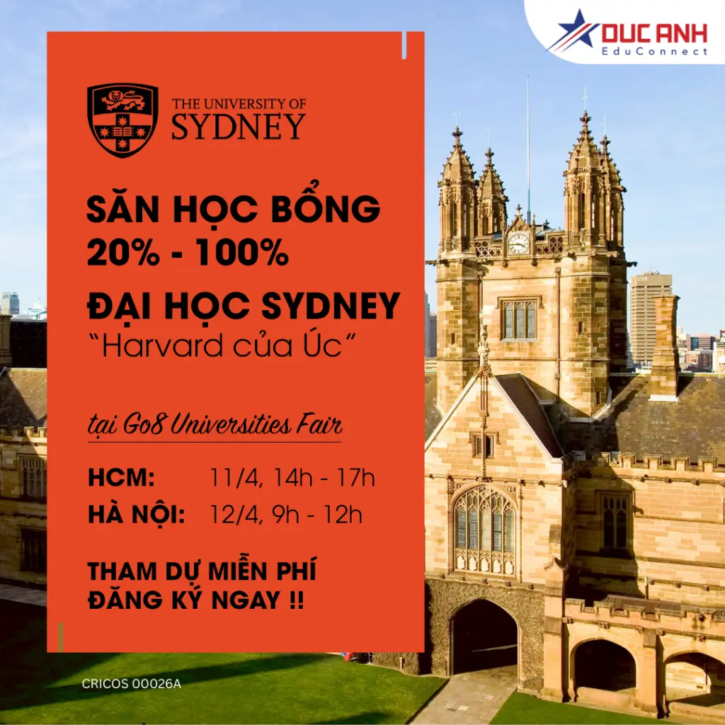 ĐÓN ĐẦU HỌC BỔNG ĐẾN 100% TỪ ĐẠI HỌC SYDNEY – “HARVARD CỦA ÚC”