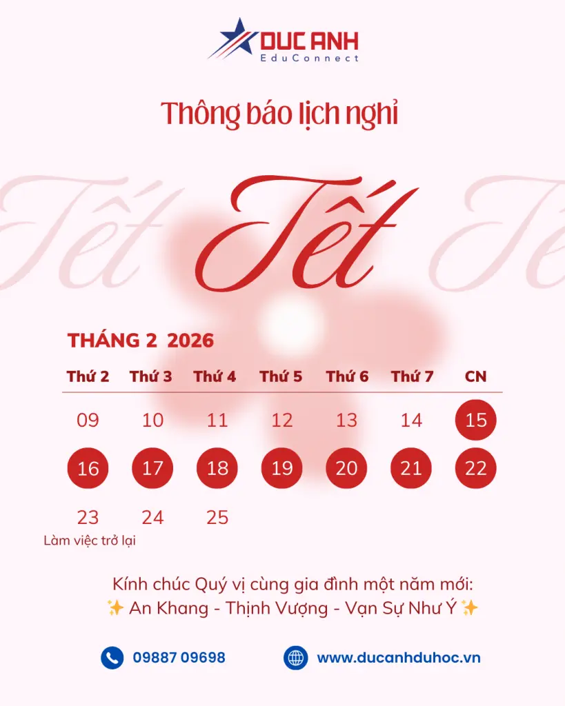 THÔNG BÁO LỊCH NGHỈ TẾT NGUYÊN ĐÁN 2026