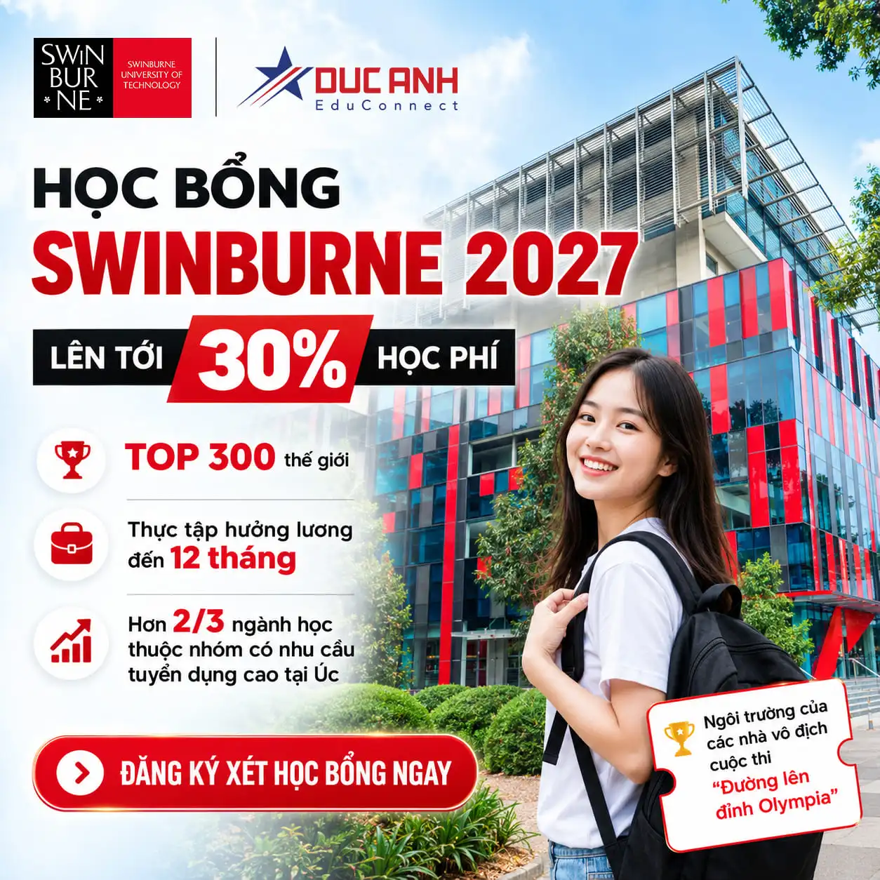 Học bổng Swinburne University 2027 lên tới 30% học phí- Cơ hội du học Úc chi phí tối ưu