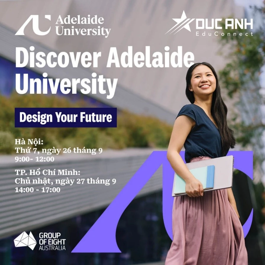 Mời dự sự kiện: Khám phá Adelaide – Kiến tạo tương lai Cùng Adelaide University – TOP 100 trường đại học trên toàn cầu!