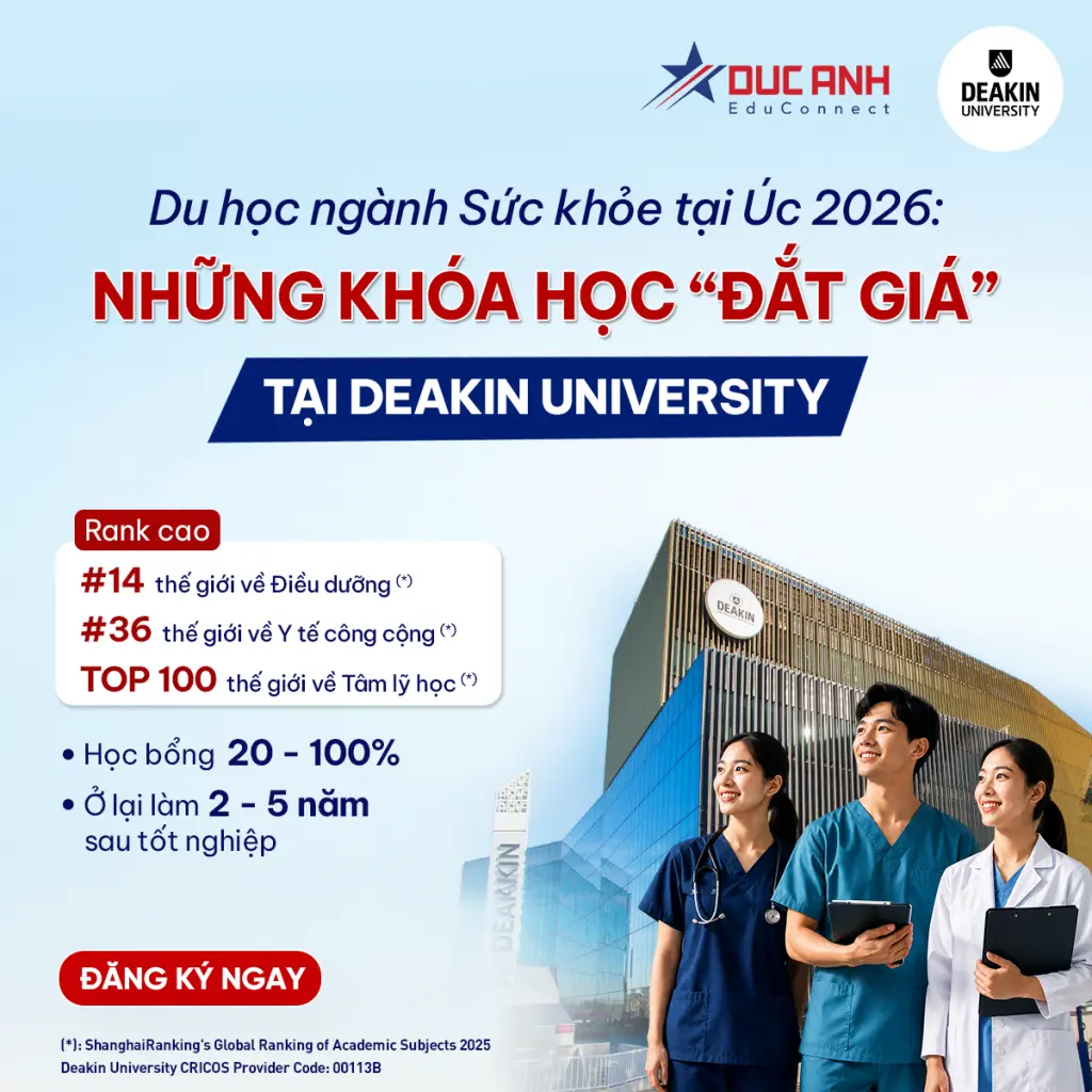 Du học ngành Sức khỏe tại Úc 2026: Những khoá học “đắt giá” tại Deakin University
