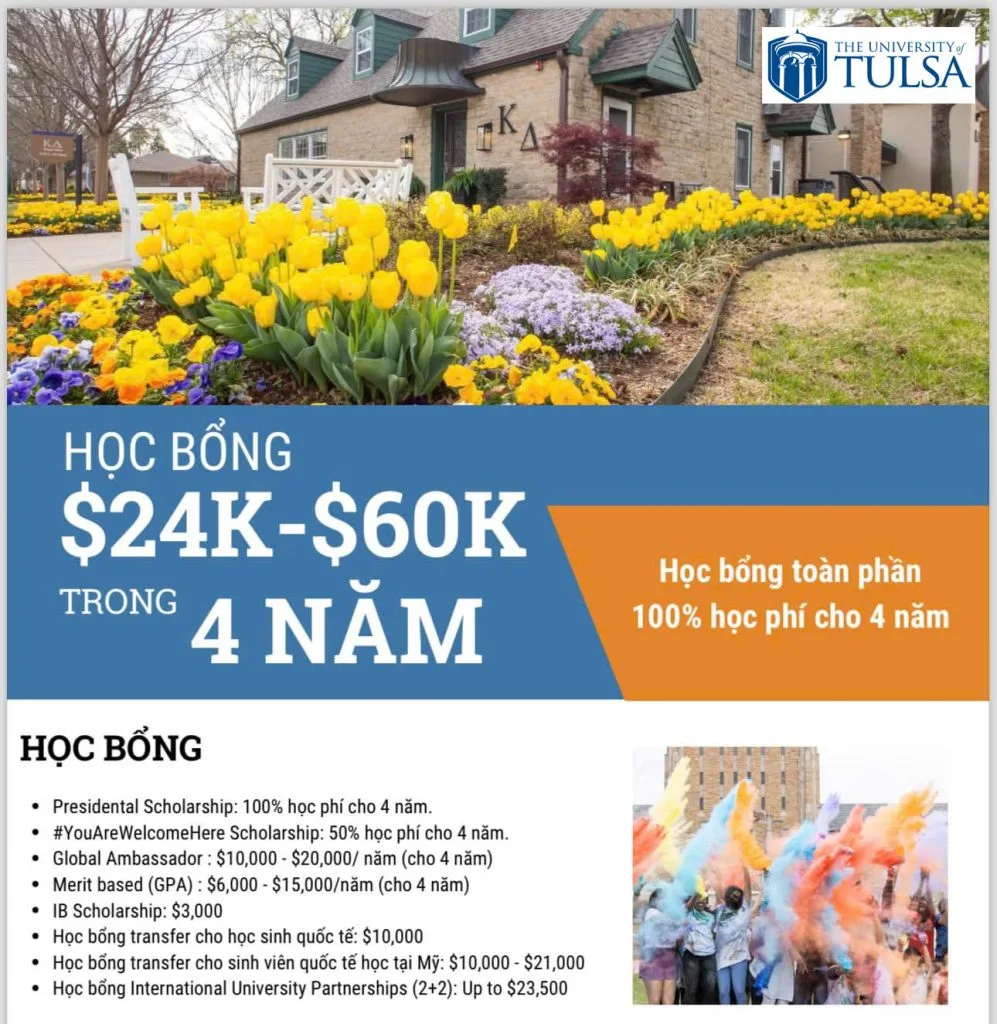 DU HỌC MỸ: THE UNIVERSITY OF TULSA – HỌC BỔNG LÊN ĐẾN 100% HỌC PHÍ & CƠ HỘI ĐẢM BẢO VIỆC LÀM SAU TỐT NGHIỆP